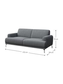 Sofa Puzo (2-osobowa), Tapicerka: 100% poliester, Nogi: metal lakierowany, Jasny szary, S 170 x G 84 cm