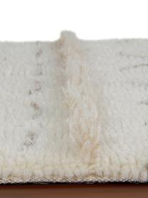 Alfombra artesanal de lana Lakota Day, estilo étnico, Parte superior: 100% lana, Reverso: algodón reciclado, Crema, beige, gris oscuro, An 80 x L 140 cm (Tamaño XS)