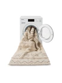 Handgewebter Wollteppich Lakota Day mit Ethno Muster, Flor: 100% Wolle, Creme, Beige, Dunkelgrau, B 80 x L 140 cm (Grösse XS)