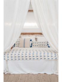 Federa arredo boho con nappe blu Cala, 100% cotone, Blu, bianco, Larg. 45 x Lung. 45 cm