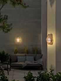 Aplique artesanal para exterior regulable LED Sisine, Lámpara: fibras naturales, Beige, An 23 x Al 25 cm