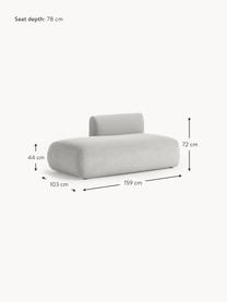 Chaise longue componibile in bouclé Sofia, Rivestimento: bouclé (100% poliestere) , Struttura: legno di abete rosso, tru, Piedini: plastica Questo prodotto , Bouclé grigio chiaro, Larg. 159 x Prof. 103 cm, schienale a sinistra