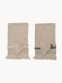 Set 2 strofinacci in cotone con frange Nature, 100% cotone, Beige, Larg. 45 x Lung. 70 cm