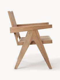 Fotel wypoczynkowy z plecionką wiedeńską Sissi, Stelaż: lite drewno dębowe, Rattan, jasne drewno dębowe, S 58 x G 66 cm