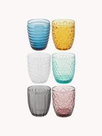 Set di 6 bicchieri acqua con motivo in rilievo Geometrie, Vetro, Multicolore, trasparente, Ø 8 x Alt. 10 cm, 240 ml