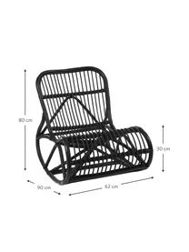 Fauteuil à bascule rotin Kim, Noir