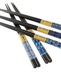 Dřevěné jídelní hůlky Kuroki, 5 párů, Dřevo, Odstíny modré, černá, D 23 cm
