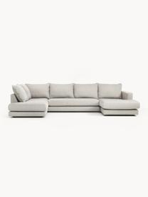 Narożna sofa modułowa Tribeca, Tapicerka: 100% poliester Dzięki tka, Stelaż: lite drewno sosnowe z cer, Nogi: lite drewno sosnowe z cer, Jasnoszara tkanina, S 356 x G 195 cm, lewostronna