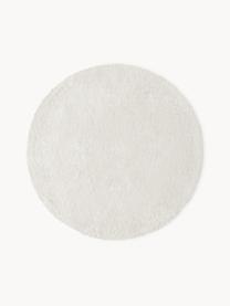 Pluizig rond hoogpolig vloerkleed Leighton, Onderzijde: 70% polyester, 30% katoen, Crèmewit, Ø 150 cm (maat M)