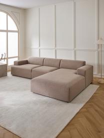 Canapé d'angle 4 places Melva, Tissu taupe, larg. 319 x prof. 195 cm, méridienne à gauche