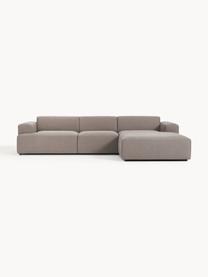 Ecksofa Melva (4-Sitzer), Bezug: 100 % Polyester Der hochw, Gestell: Massives Kiefernholz, Spa, Füße: Kunststoff Dieses Produkt, Webstoff Taupe, B 319 x T 195 cm, Eckteil links