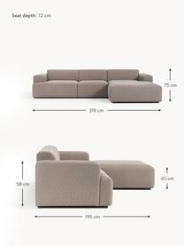 Sofá rinconera Melva (4 plazas), Tapizado: 100% poliéster Alta resis, Estructura: madera de pino maciza, ce, Patas: plástico Este producto es, Tejido gris pardo, An 319 x F 195 cm, chaise longue izquierda