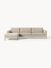 Sofa narożna Cucita (4-osobowa), Tapicerka: tkanina (100% poliester) , Nogi: metal lakierowany Materia, Beżowa tkanina, S 302 x G 163 cm, lewostronna