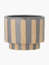 Cache-pot artisanal Awoh, Grès cérame, Beige, gris, Ø 14 x haut. 11 cm