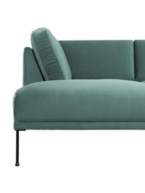 Sofa narożna z aksamitu Fluente, Tapicerka: 100% poliester Dzięki tka, Stelaż: lite drewno sosnowe z cer, Nogi: metal malowany proszkowo, Petrol aksamit, S 221 x G 200 cm, lewostronna