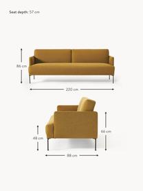 Slaapbank Fluente (3-zits), Bekleding: 100% polyester Met 115.00, Frame: massief grenenhout, Poten: gepoedercoat metaal Dit p, Geweven stof mosterdgeel, B 220 x D 88 cm