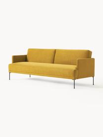 Sofa rozkładana Fluente (3-osobowa), Tapicerka: 100% poliester Dzięki tka, Stelaż: lite drewno sosnowe, Nogi: metal malowany proszkowo , Ochrowa tkanina, S 220 x G 88 cm