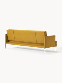 Sofa rozkładana Fluente (3-osobowa), Tapicerka: 100% poliester Dzięki tka, Stelaż: lite drewno sosnowe, Nogi: metal malowany proszkowo , Ochrowa tkanina, S 220 x G 88 cm