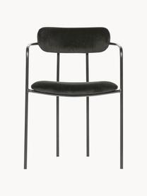 Sametová židle s područkami Elvy, Černá, Š 52 cm, H 50 cm
