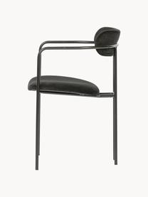 Silla con reposabrazos de terciopelo y metal Elvy, Tapizado: 100% terciopelo de poliés, Estructura: metal recubierto, Terciopelo negro, An 52 x F 50 cm