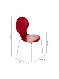 Sillas Marcus, 4 uds., Asiento: tablero de fibras de dens, Estructura: acero, cromado, Rojo, An 49 x F 53 cm