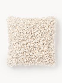 Flauschige Kissenhülle Dillon, 100 % Baumwolle, Cremeweiß, B 50 x L 50 cm