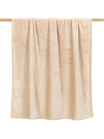 Manta de peluche texturizada Agnes, 100% poliéster, Beige, An 130 x L 170 cm