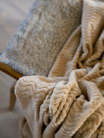 Coperta morbida beige strutturata Agnes, 100% poliestere, Beige, Larg. 130 x Lung. 170 cm