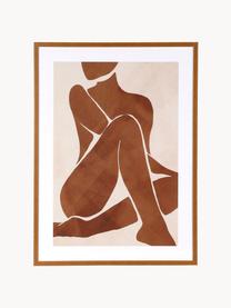 Gerahmter Digitaldruck Femme, Rahmen: Mitteldichte Holzfaserpla, Bild: Papier, Front: Glas, Braun, B 52 x H 72 cm