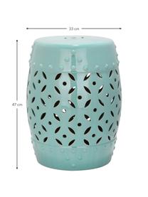 Outdoor kruk / bijzettafel Philine, Geglazuurd keramiek, Turquoise, Ø 33 x H 47 cm