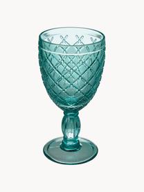 Weingläser Rombi, 6er Set, Glas, Lila- und Türkistöne, transparent, Ø 9 x H 17 cm, 280 ml