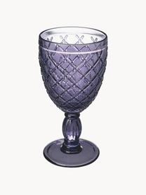 Copa de vino Rombi, 6 uds., Vidrio, Tonos turquesas y lilas transparente, Ø 9 x Al 17 cm, 280 ml