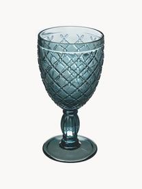 Verres à vin Rombi, 6 élém., Verre, Tons turquoise et lilas, transparent, Ø 9 x haut. 17 cm, 280 ml