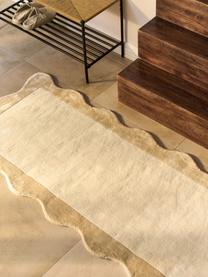 Tapis de couloir en viscose tissé main Wavy, Beige, larg. 75 x long. 250 cm