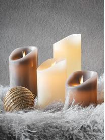 Komplet świec LED Glowing Flame, 3-elem., Parafina, tworzywo sztuczne, Odcienie kremowego, Komplet z różnymi rozmiarami