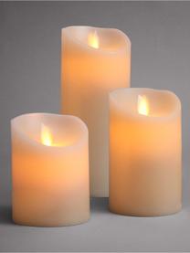 Set 3 candele a LED Glowing Flame, Paraffina, plastica, Crema, Set in varie misure