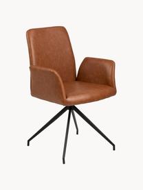 Chaise pivotante en cuir synthétique Naya, Cuir synthétique cognac, larg. 59 x prof. 59 cm