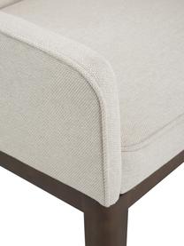 Silla con reposabrazos tapizada Koga, Tapizado: 100% poliéster Alta resis, Patas: madera de fresno, Estructura: metal, Tejido blanco crema, madera de fresno oscura, An 54 x Al 86 cm