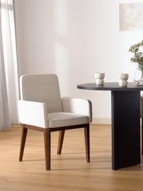 Čalouněná židle s područkami Koga, Krémově bílá, tmavé jasanové dřevo, Š 54 cm, V 86 cm