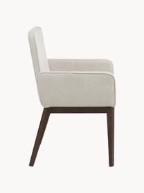 Sillón tapizado Koga, Tapizado: 100% poliéster Alta resis, Patas: madera de fresno, Estructura: metal, Tejido blanco crema, madera de fresno oscura, An 69 x F 74 cm