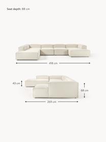 Divano componibile Lennon, Rivestimento: 100% poliestere Con 115.0, Struttura: legno di pino massiccio, , Piedini: plastica Questo prodotto , Tessuto bianco latte, Larg. 418 x Prof. 269 cm, chaise longue a sinistra