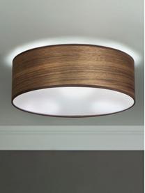 Mała lampa sufitowa z drewna orzecha włoskiego Tsuri, Drewno orzecha włoskiego, biały, Ø 30 x W 10 cm