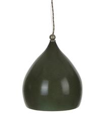 Kleine hanglamp Vague van keramiek, Lampenkap: keramiek, Baldakijn: keramiek, Donkergroen, 26 x 29 cm
