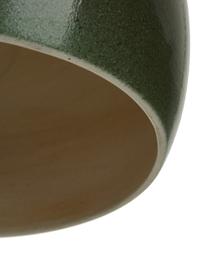 Lámpara de techo pequeña de cerámica Vague, Pantalla: cerámica, Anclaje: cerámica, Cable: cubierto en tela, Verde oscuro, Ø 26 x Al 29 cm