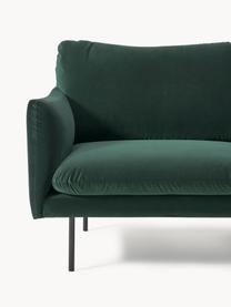 Samt-Sofa Moby (2-Sitzer), Bezug: Samt (Hochwertiger Polyes, Gestell: Massives Kiefernholz, Füße: Metall, pulverbeschichtet, Samt Dunkelgrün, B 170 x T 95 cm