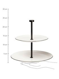 Alzatina in porcellana Cabaret, Ø 27 cm, Ripiani: porcellana, Asta: metallo rivestito, Nero, bianco, Ø 27 x Alt. 24 cm