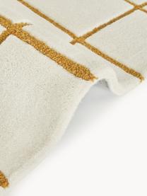 Tappeto in lana fatto a mano Kallie, Retro: 100% cotone Nel caso dei , Bianco latte, ocra, Larg. 80 x Lung. 150 cm (taglia XS)