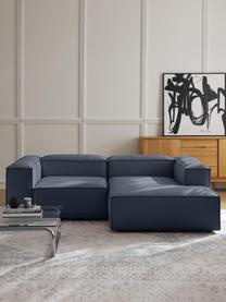 Modulares Ecksofa Lennon, Bezug: 100 % Polyester Der strap, Gestell: Massives Kiefernholz, Spe, Füße: Kunststoff Die Füße befin, Webstoff Dunkelblau, B 238 x T 180 cm, Eckteil links