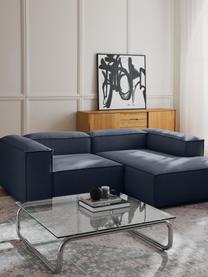 Modulares Ecksofa Lennon, Bezug: 100 % Polyester Der strap, Gestell: Massives Kiefernholz, Spe, Webstoff Dunkelblau, B 238 x T 180 cm, Eckteil links