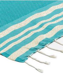 Fouta en lurex Hamptons, Bleu-vert, couleur dorée